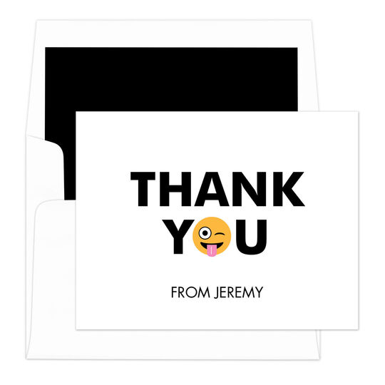 White Silly Thank You Folded Note Cards